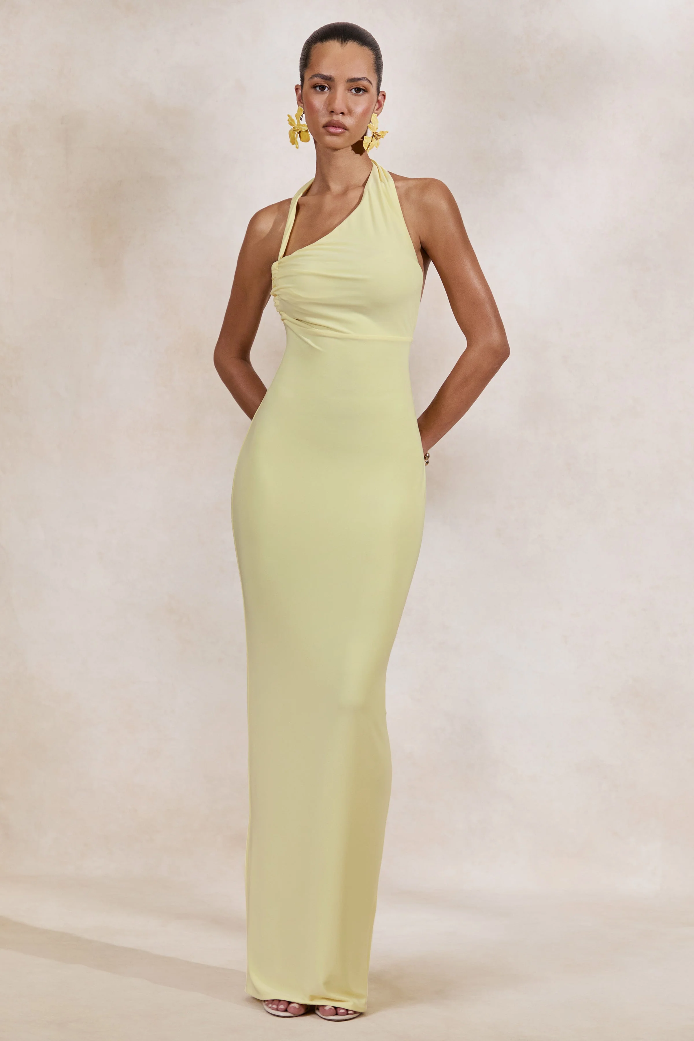 Delisse | Lemon Asymmetric-Neck Maxi Dress - Image 5