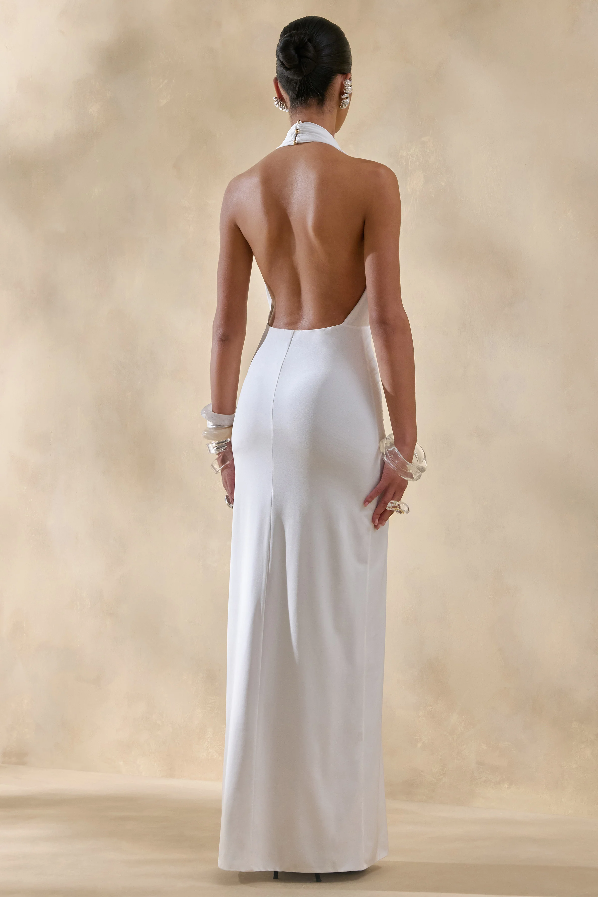 Doria | White Plunge-Neck Maxi Dress - Image 2