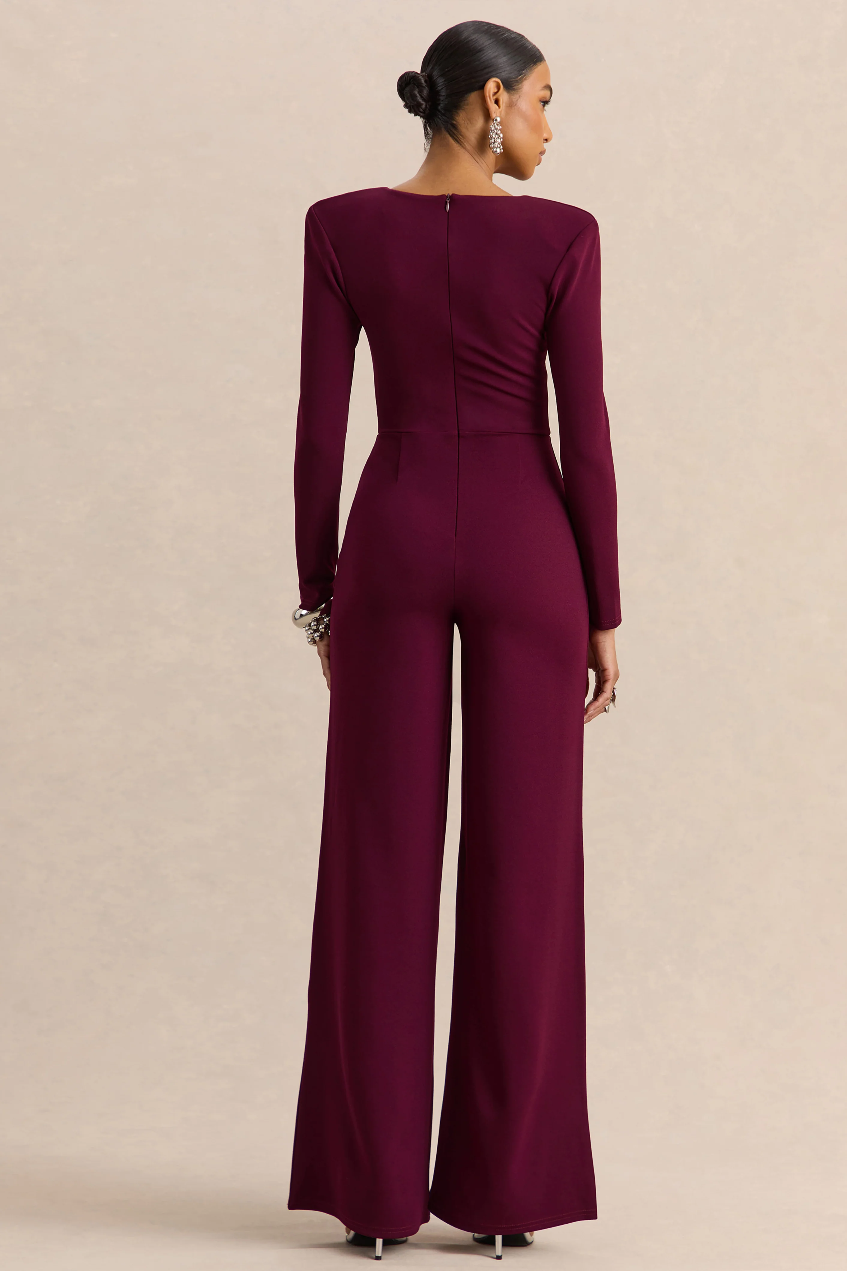 Elasse | Burgundy Square-Neck Jumpsuit - Image 2