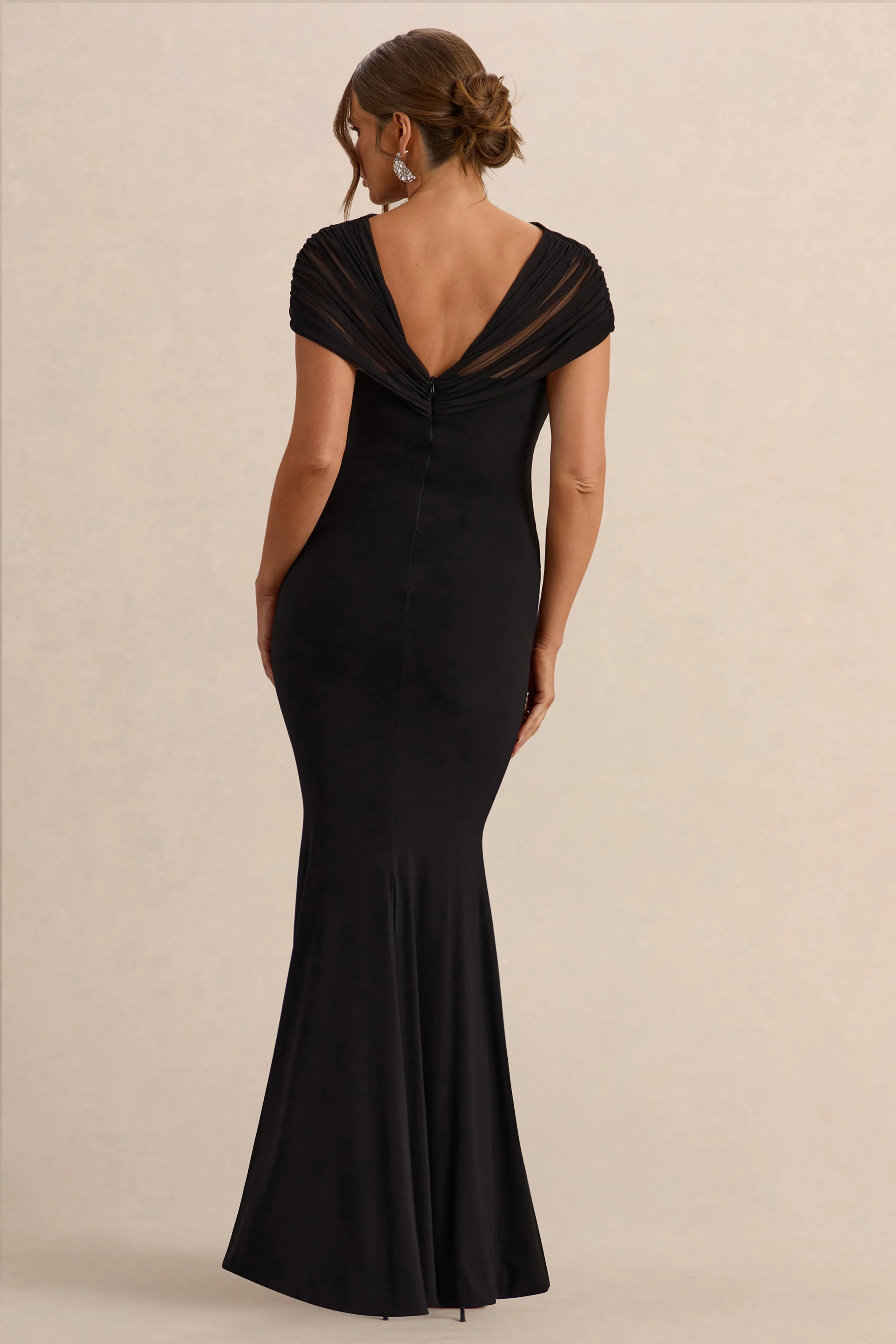 Elin | Black Bardot-Neck Maternity Maxi Dress - Image 2