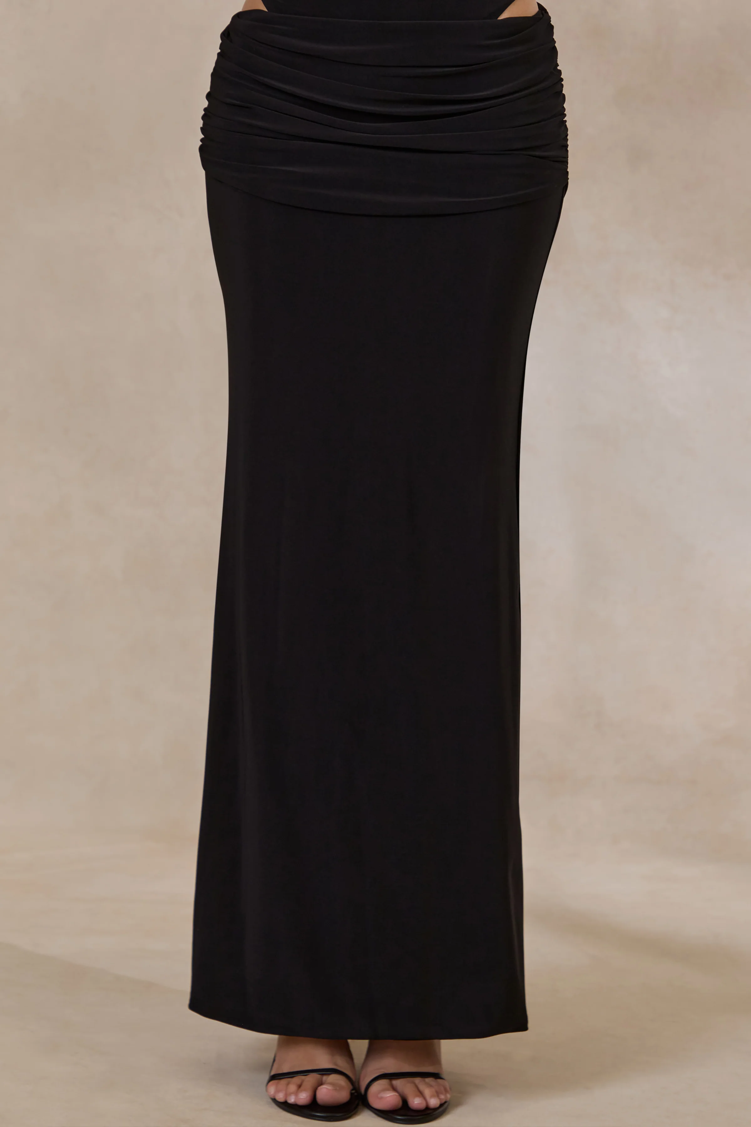 Esara | Black Maxi-Skirt With Gathered-Detailing - Image 3