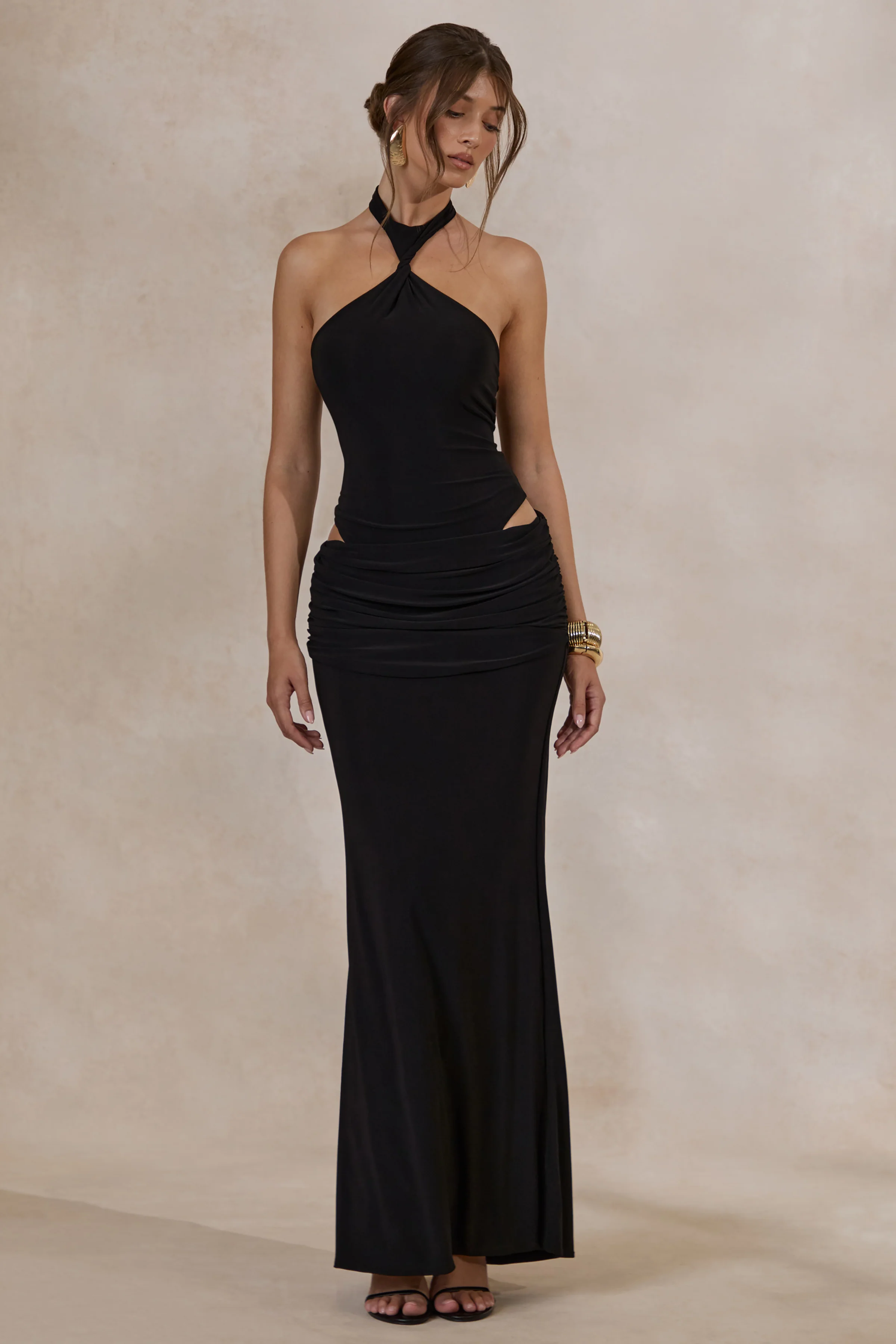 Esara | Black Maxi-Skirt With Gathered-Detailing - Image 6