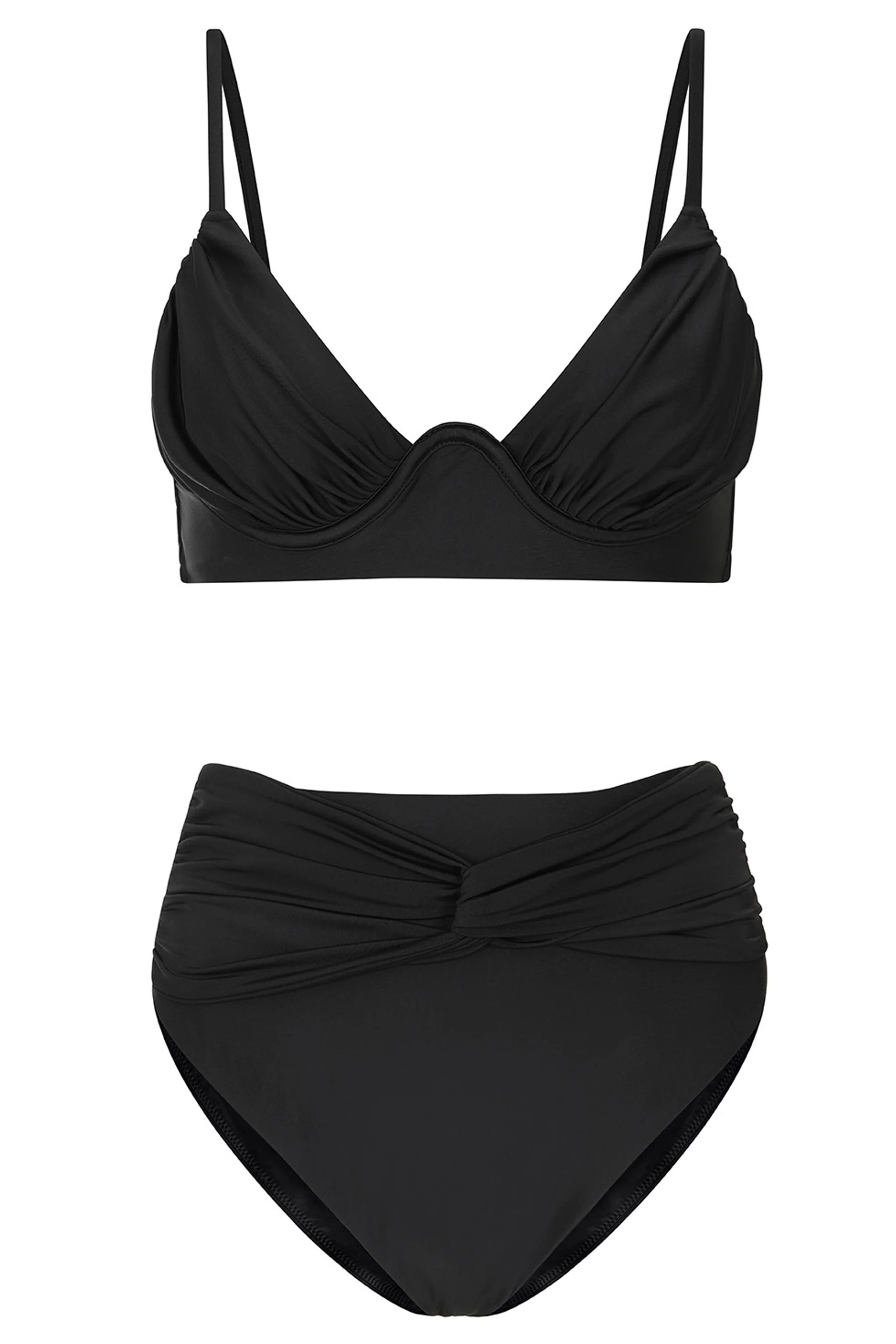 High Tide | Black High Waisted Twist Front Bikini Bottoms - Image 7