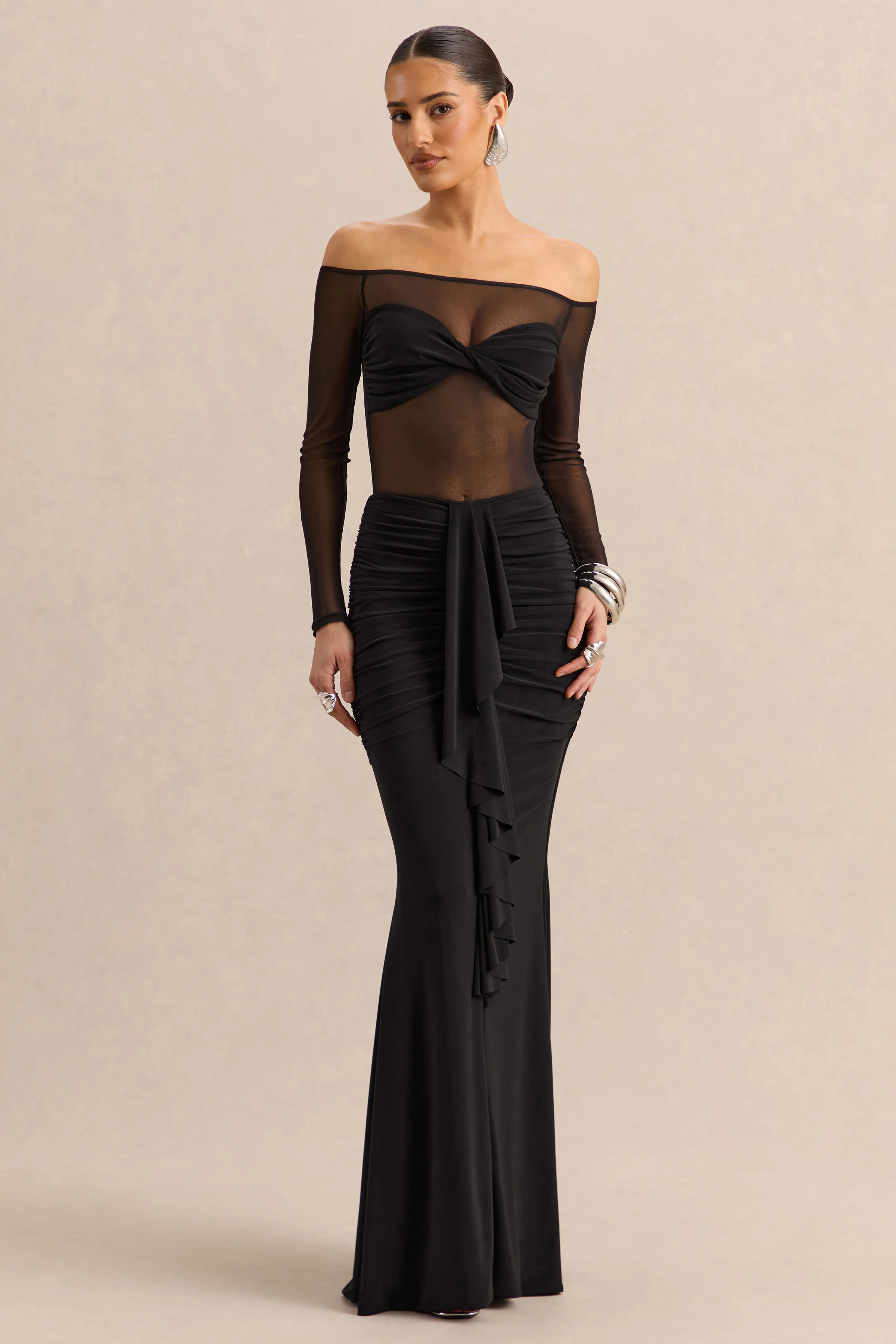 Iskra | Black Extreme Ruffled Maxi Skirt - Image 5