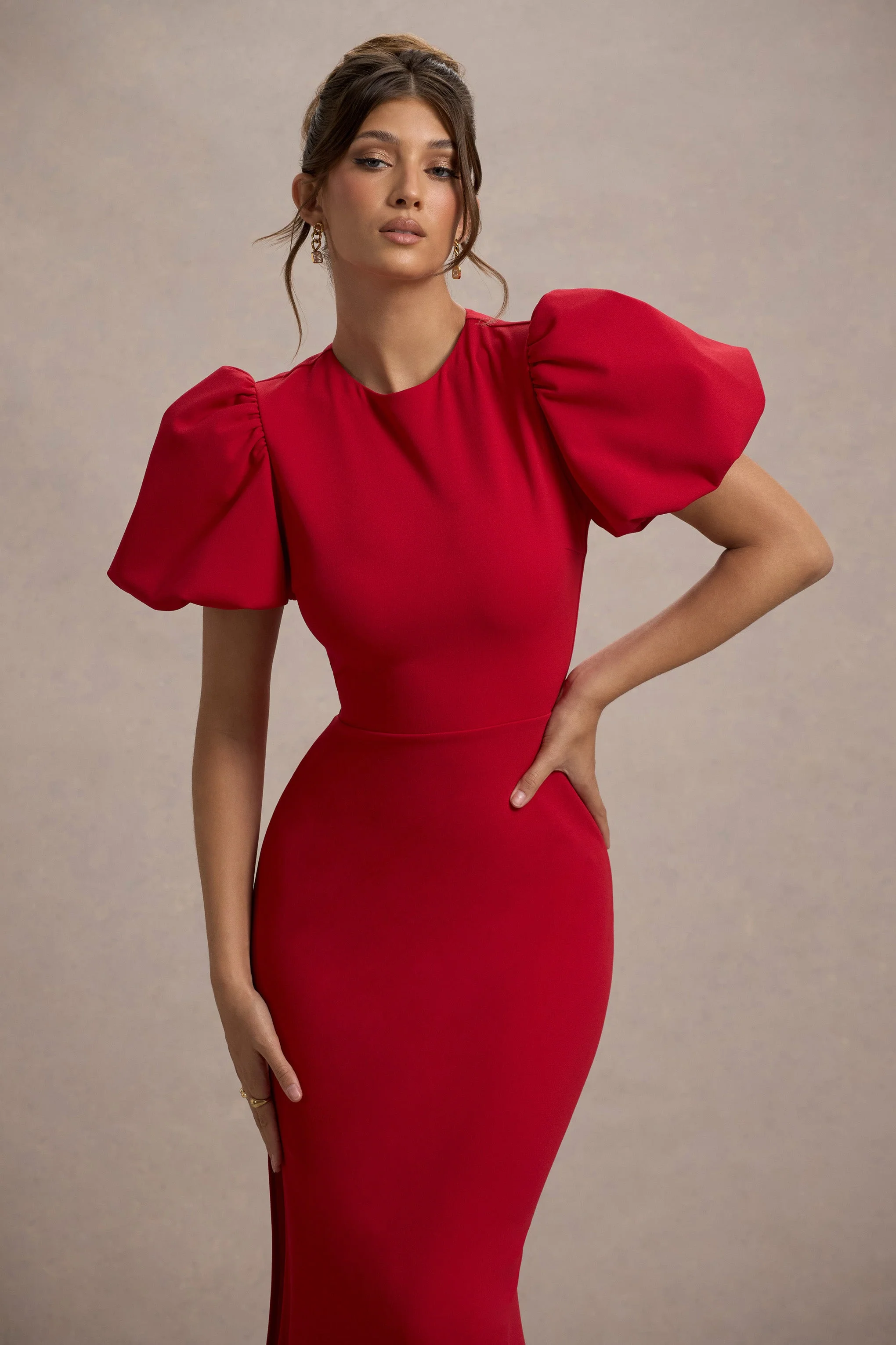 Love Letters | Red Puff-Sleeve Maxi Dress - Image 9