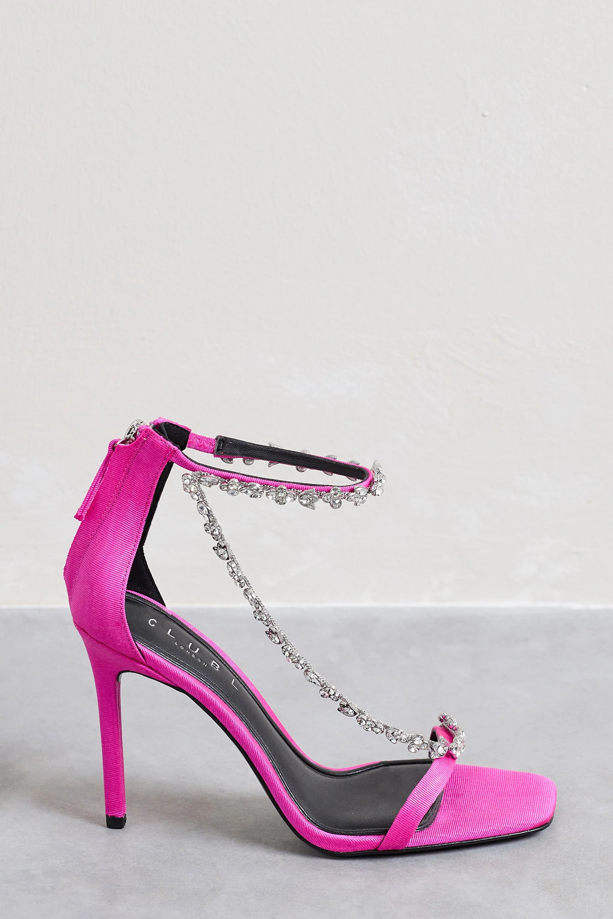 Oh Please | Pink Strappy Heeled Sandals With Diamante Chains - Image 2