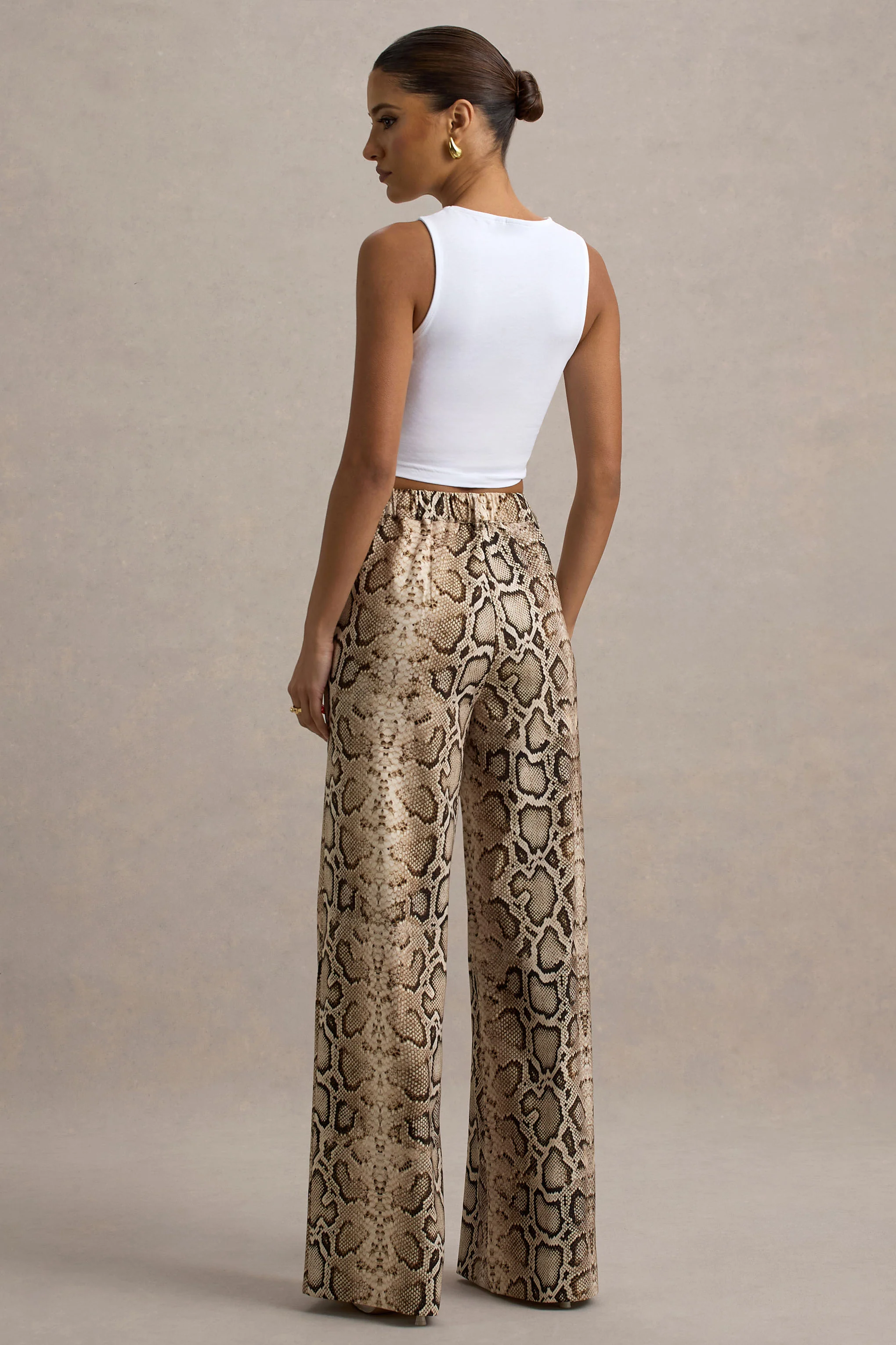 Shaniya | Snake Print Wide-Leg Trousers - Image 2