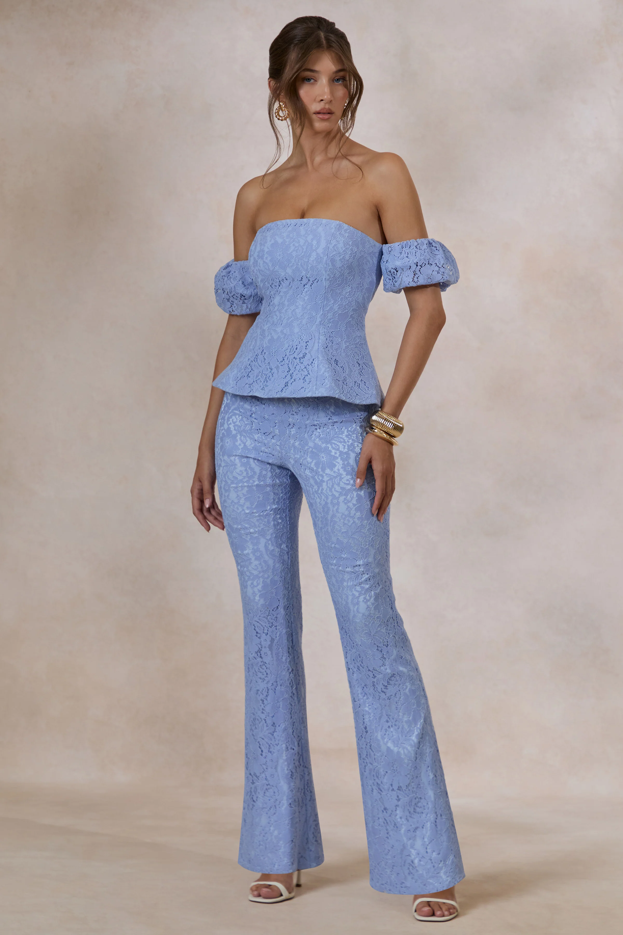 Tessara | Powder Blue Lace Tailored-Trouser - Image 7