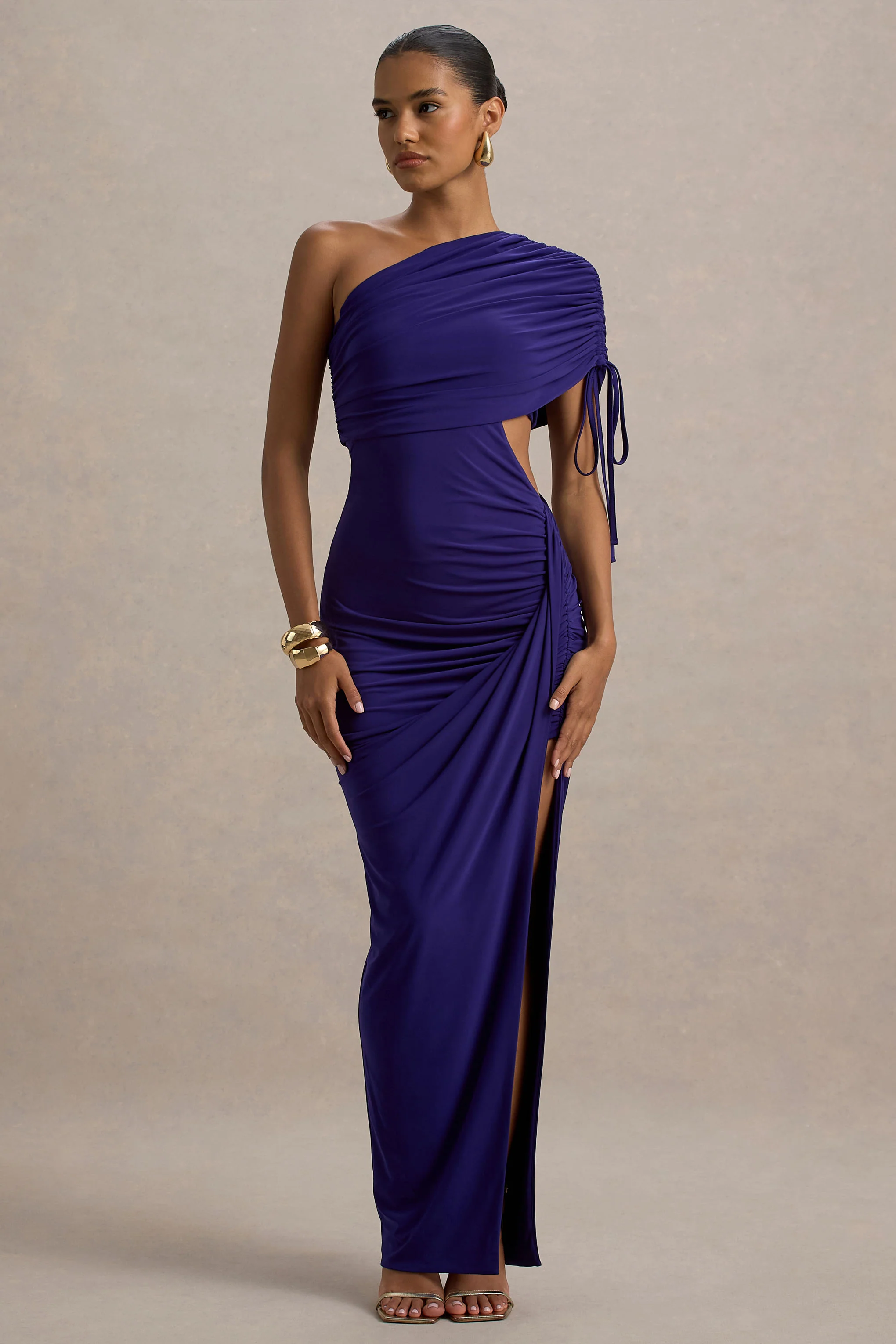 Trance | Blue Asymmetric Maxi Dress with Split
