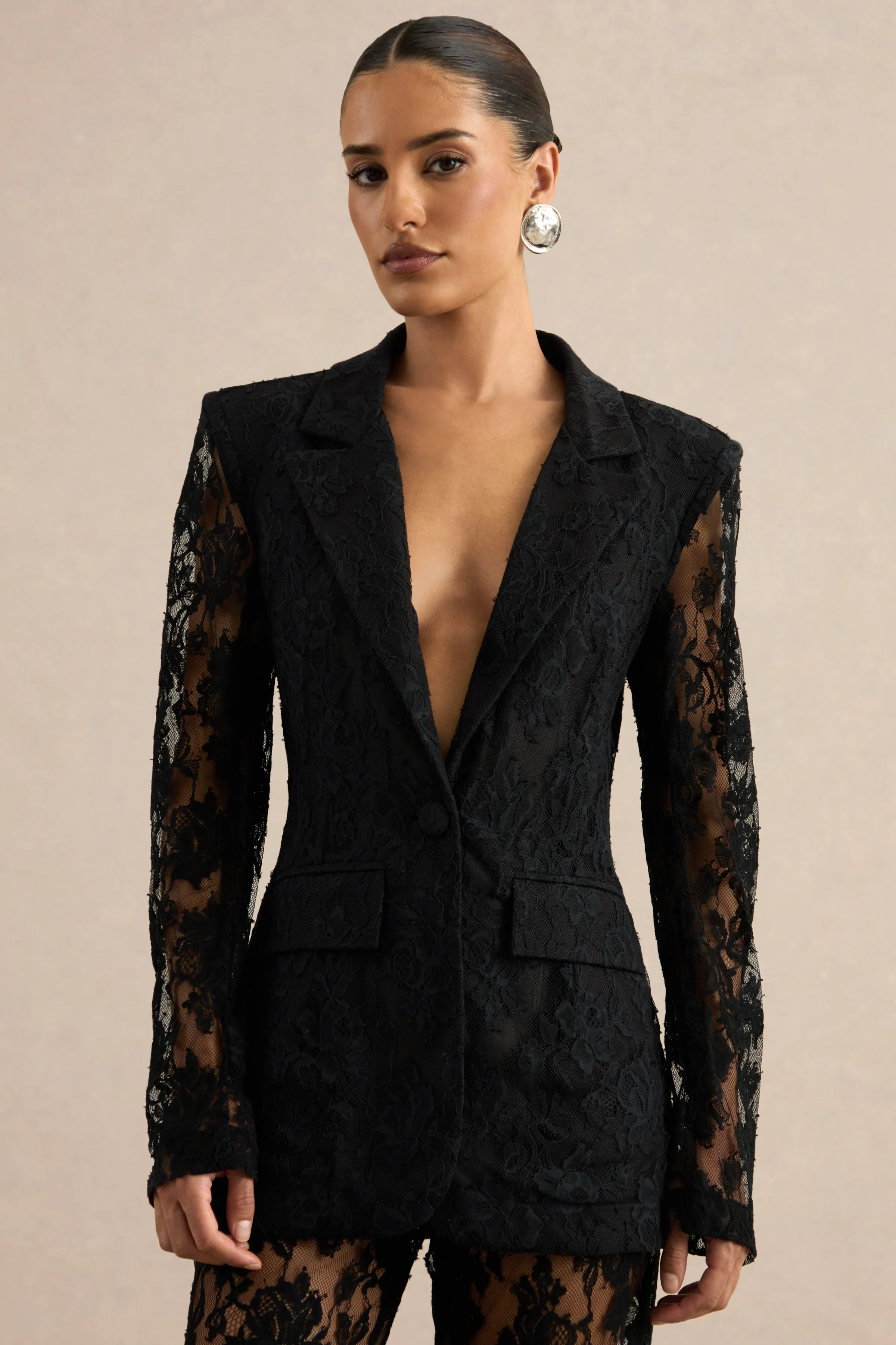 Vergia | Black Lace Tailored-Blazer