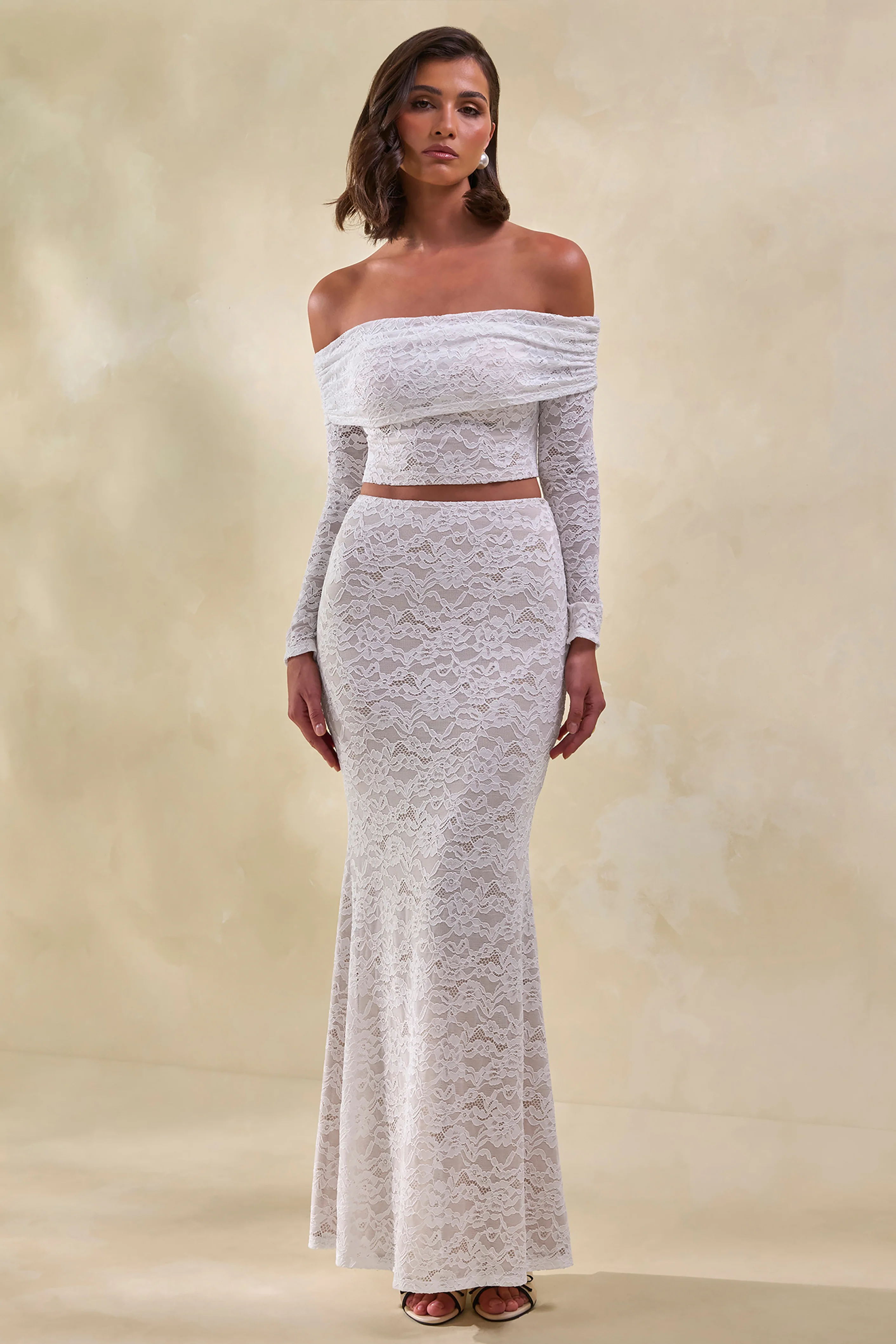 Virena | White Lace Bardot-Neck Crop-Top - Image 2